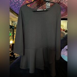 Isaac Mizrahi Black Peplum Top